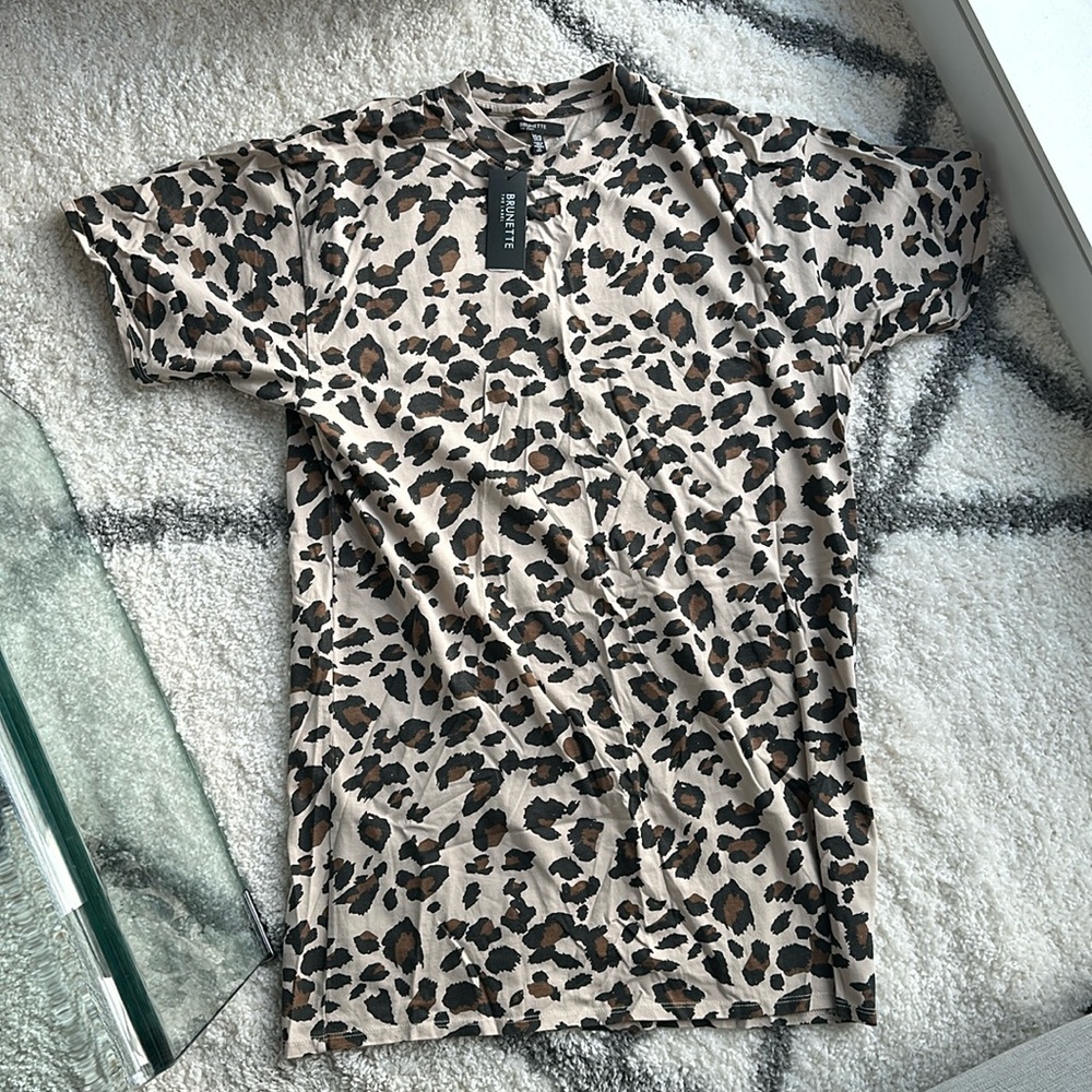 NWT Brunette the label leopard print tee dress